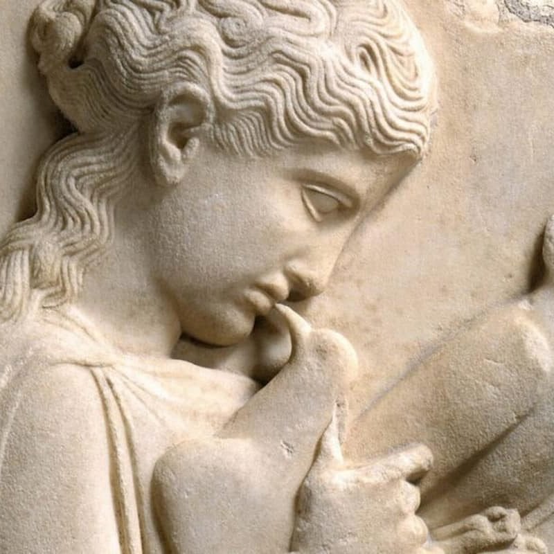 Marble Relief with a Young Girl Holding Doves